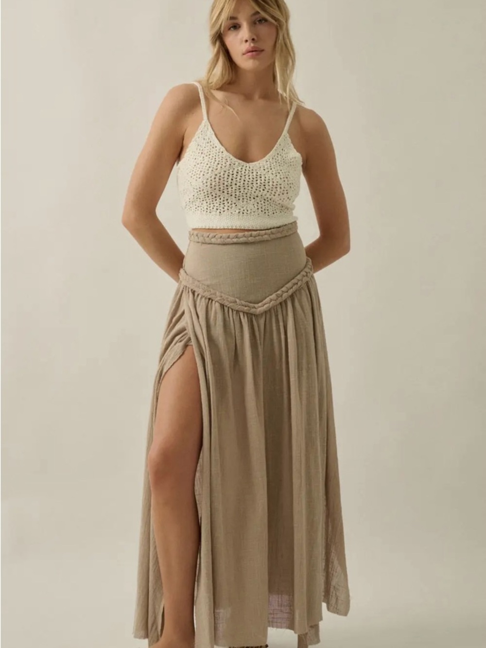 🆕🤍BOHO TAUPE MAXI SKIRT